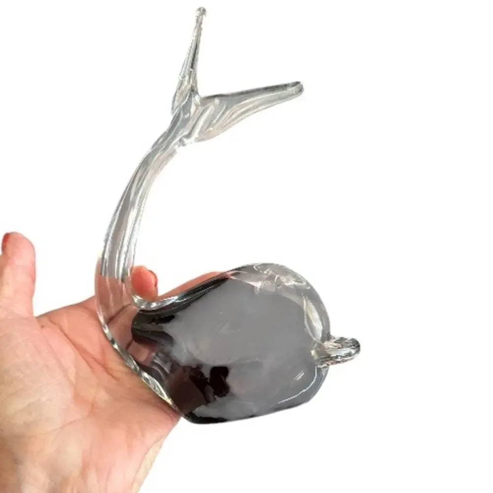 Murano Sommerso Dark Blue Hand Blown Whale Figurine